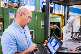 Engineer working on a computer