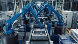 Robots moving parts in a manufacturing facility to increase automation
